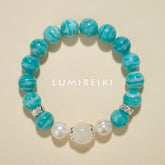Lumi Reiki Amazonite Stone Close-up - Gemstone for Courage, Confidence, and Fearless Decision-making